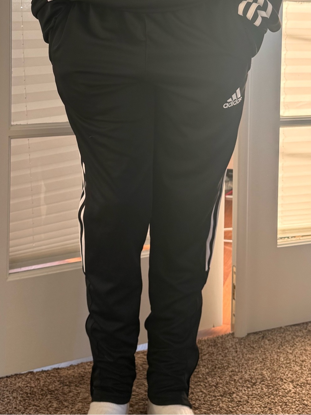 Adidas Black Kids Aeroready Joggers  with White Side Stripes 13-14 / XL